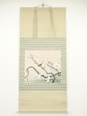 晃琇筆　白梅　肉筆絹本掛軸（共箱）